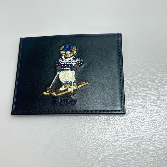 Ralph Lauren Polo Bear Credit Card Holder Skiing Bear Leather